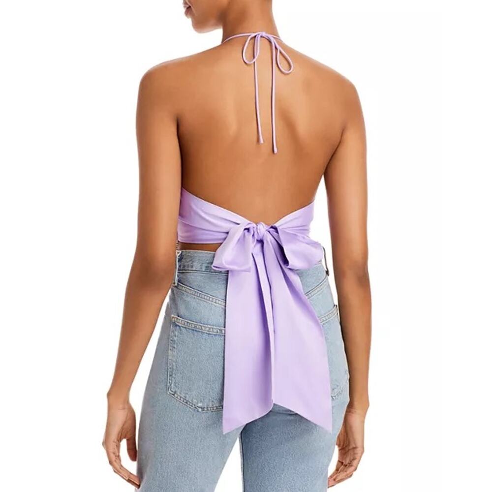 Alice and Olivia Frenchie Chainmail Halter Top metallic lavender purple size XS - Picture 14 of 15